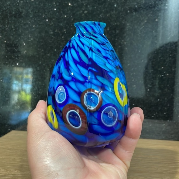 Beautiful Murano Glass Blue Multicolor Small Vase - Picture 10 of 11
